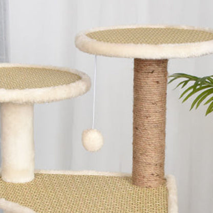 Contemporary Scandinavian Square Particle Board Fabric Jute Rattan Mat Cat Tree 3/4/5-Tier For Living Room
