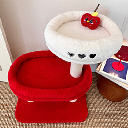 Contemporary Creative Round Medium-Density Fiberboard Velvet Fabric Sisal Cat Tree 3-Tier For Living Room