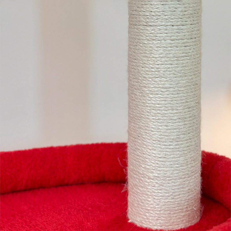 Contemporary Creative Round Medium-Density Fiberboard Velvet Fabric Sisal Cat Tree 3-Tier For Living Room