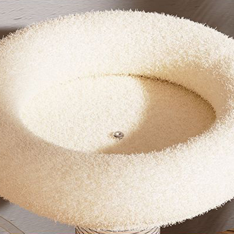 Contemporary Scandinavian Round Pine Wood Panel Sisal Velvet Fabric Cat Tree For Living Room
