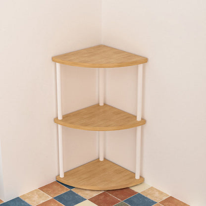 Modern Minimalist Circular Sector Medium-Density Fiberboard Stainless Steel Corner Shelf Unit 3/4/5/6-Tier For Living Room