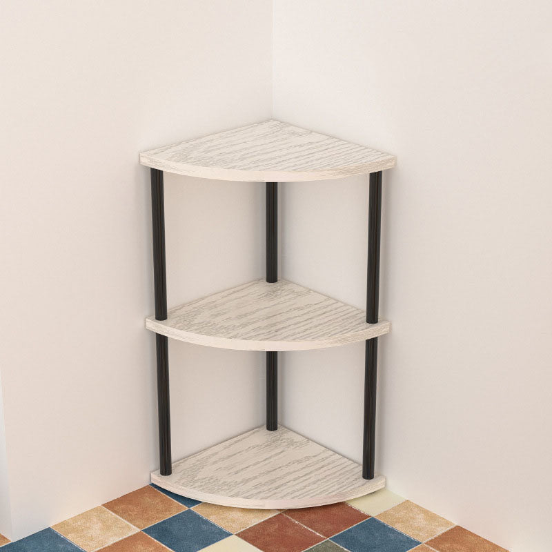Modern Minimalist Circular Sector Medium-Density Fiberboard Stainless Steel Corner Shelf Unit 3/4/5/6-Tier For Living Room