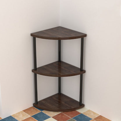 Modern Minimalist Circular Sector Medium-Density Fiberboard Stainless Steel Corner Shelf Unit 3/4/5/6-Tier For Living Room