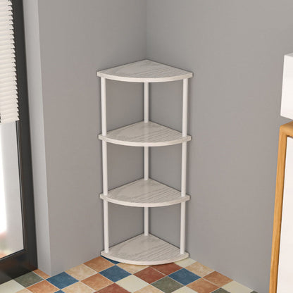 Modern Minimalist Circular Sector Medium-Density Fiberboard Stainless Steel Corner Shelf Unit 3/4/5/6-Tier For Living Room