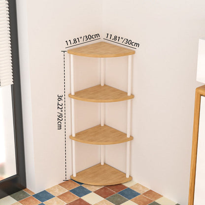 Modern Minimalist Circular Sector Medium-Density Fiberboard Stainless Steel Corner Shelf Unit 3/4/5/6-Tier For Living Room