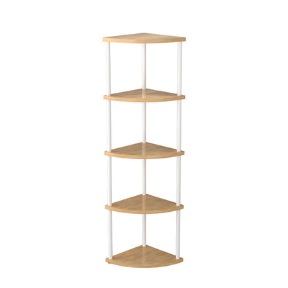 Modern Minimalist Circular Sector Medium-Density Fiberboard Stainless Steel Corner Shelf Unit 3/4/5/6-Tier For Living Room