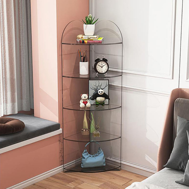 Contemporary Creative Circular Sector Acrylic Panel Transparent Corner Shelf Unit 4/5-Tier For Living Room