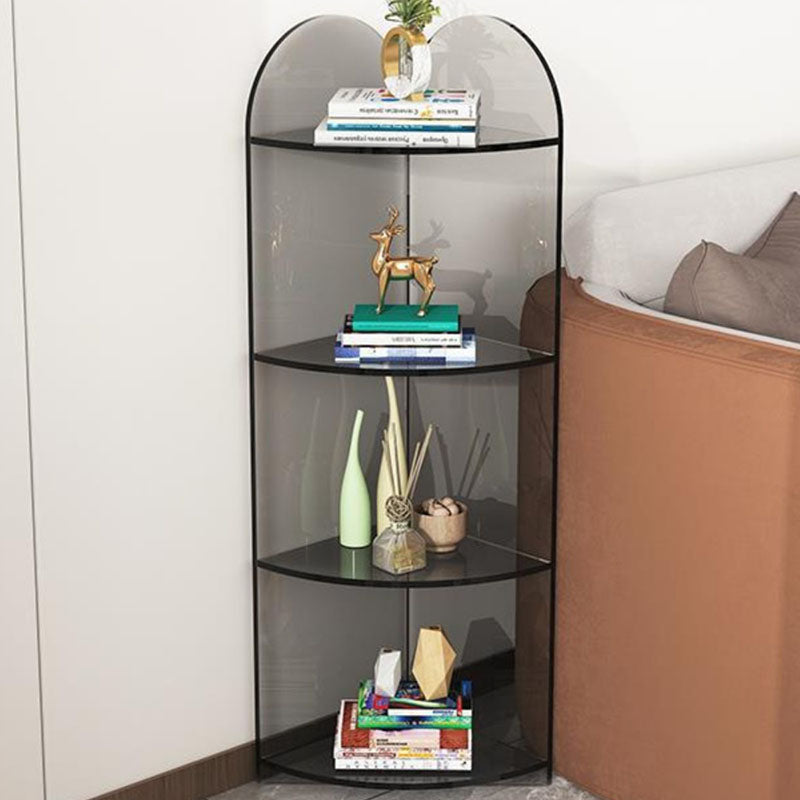Contemporary Creative Circular Sector Acrylic Panel Transparent Corner Shelf Unit 4/5-Tier For Living Room