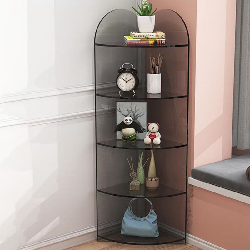 Contemporary Creative Circular Sector Acrylic Panel Transparent Corner Shelf Unit 4/5-Tier For Living Room