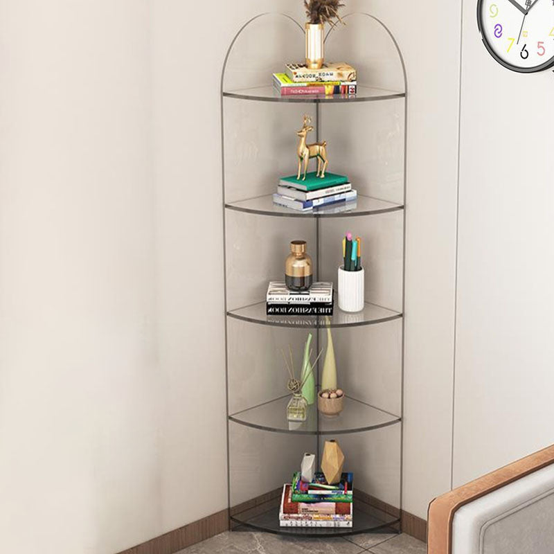 Contemporary Creative Circular Sector Acrylic Panel Transparent Corner Shelf Unit 4/5-Tier For Living Room
