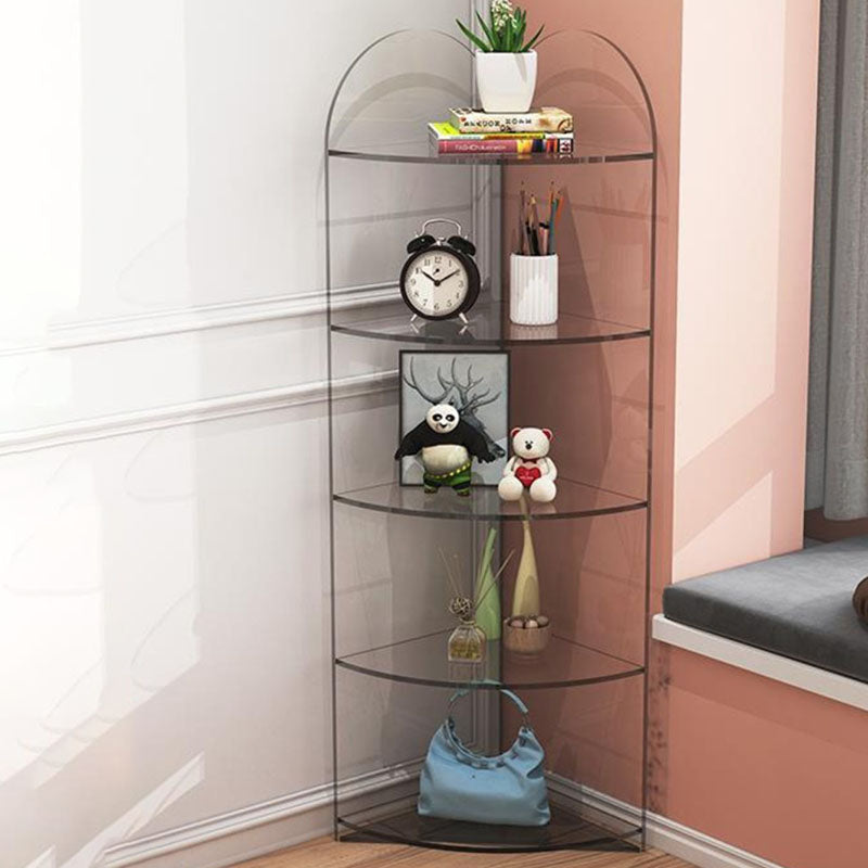 Contemporary Creative Circular Sector Acrylic Panel Transparent Corner Shelf Unit 4/5-Tier For Living Room