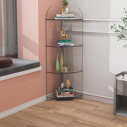 Contemporary Creative Circular Sector Acrylic Panel Transparent Corner Shelf Unit 4/5-Tier For Living Room