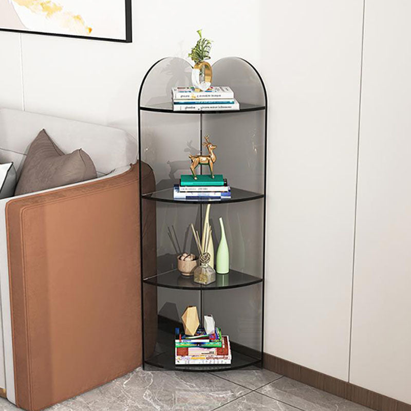 Contemporary Creative Circular Sector Acrylic Panel Transparent Corner Shelf Unit 4/5-Tier For Living Room
