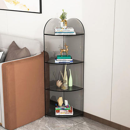 Contemporary Creative Circular Sector Acrylic Panel Transparent Corner Shelf Unit 4/5-Tier For Living Room