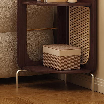 Traditional French Rectangular Natural Nan Bamboo PE Rattan Corner Shelf Unit 4-Tier For Living Room