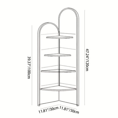 Traditional French Rectangular Medium-Density Fiberboard Crystal Porcelain Painting Corner Shelf Unit 4-Tier For Living Room
