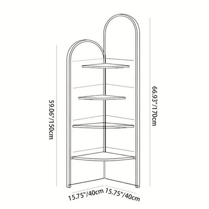 Traditional French Rectangular Medium-Density Fiberboard Crystal Porcelain Painting Corner Shelf Unit 4-Tier For Living Room