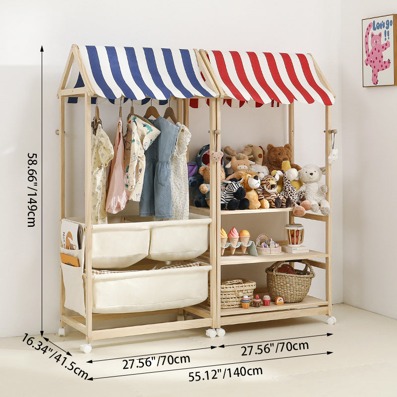 Contemporary Creative Rectangular Solid Pine Wood Fabric Storage Shelf 3-Tier For Living Room