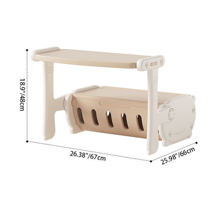 Contemporary Creative Rectangular HDPE Desk & Chair Set With 1 Storage Cabinet For Living Room