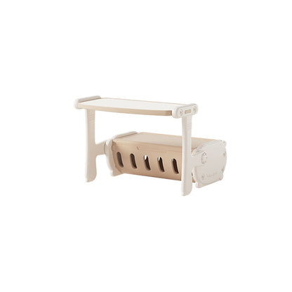 Contemporary Creative Rectangular HDPE Desk & Chair Set With 1 Storage Cabinet For Living Room