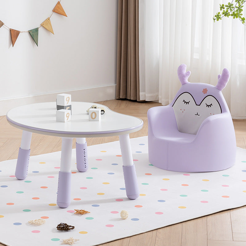 Contemporary Creative Oval Medium-Density Fiberboard PP Height-Adjustable Kids Table For Living Room & Bedroom