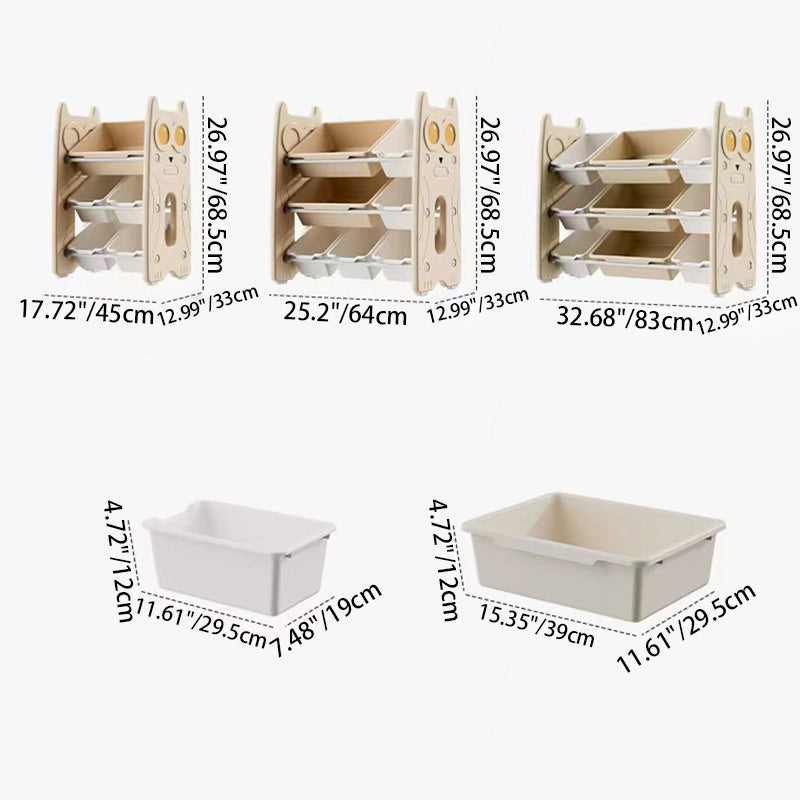 Contemporary Creative Rectangular HDPE Iron PE Storage Shelf 3/4-Tier For Living Room & Bedroom