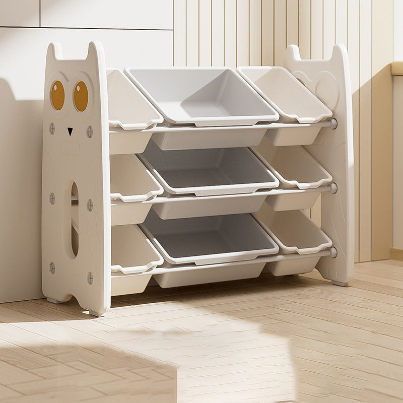 Contemporary Creative Rectangular HDPE Iron PE Storage Shelf 3/4-Tier For Living Room & Bedroom