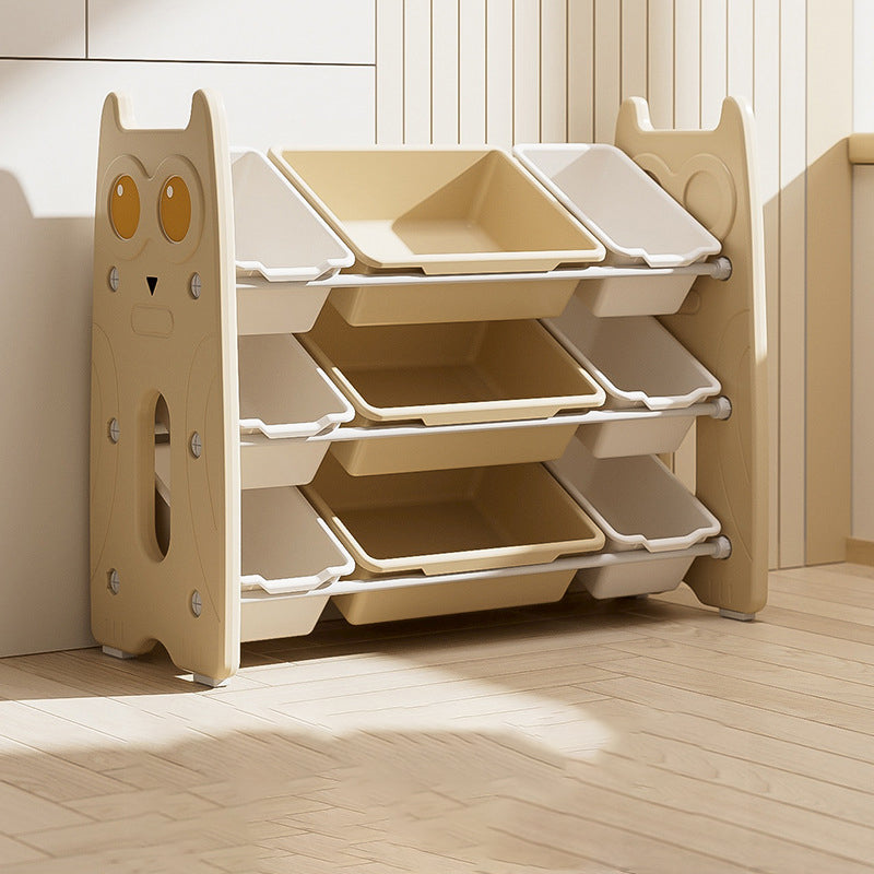 Contemporary Creative Rectangular HDPE Iron PE Storage Shelf 3/4-Tier For Living Room & Bedroom