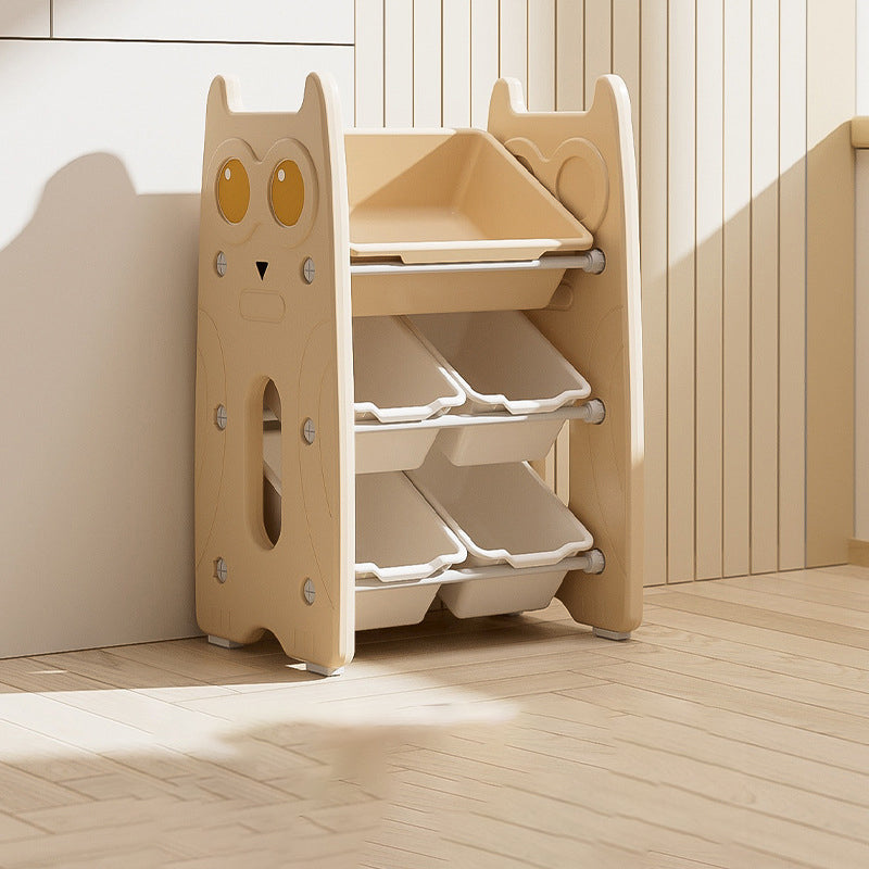 Contemporary Creative Rectangular HDPE Iron PE Storage Shelf 3/4-Tier For Living Room & Bedroom