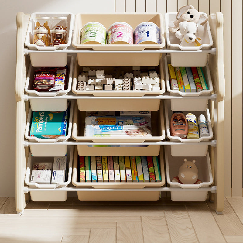Contemporary Creative Rectangular HDPE Iron PE Storage Shelf 3/4-Tier For Living Room & Bedroom