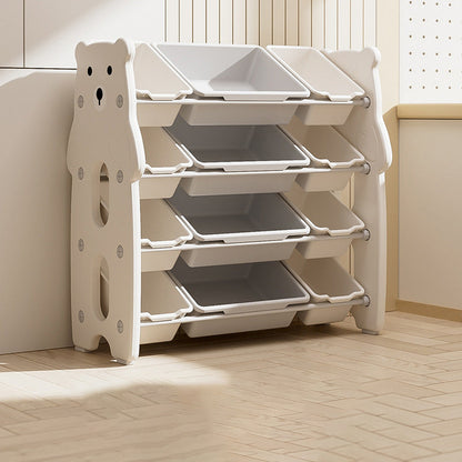 Contemporary Creative Rectangular HDPE Iron PE Storage Shelf 3/4-Tier For Living Room & Bedroom