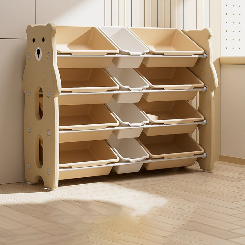 Contemporary Creative Rectangular HDPE Iron PE Storage Shelf 3/4-Tier For Living Room & Bedroom