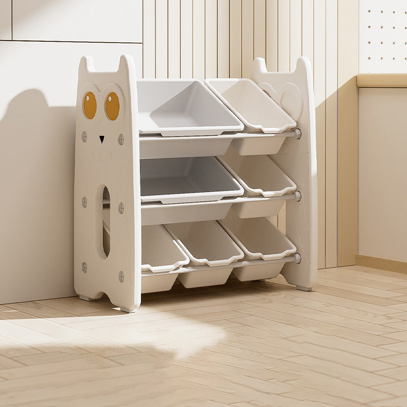 Contemporary Creative Rectangular HDPE Iron PE Storage Shelf 3/4-Tier For Living Room & Bedroom