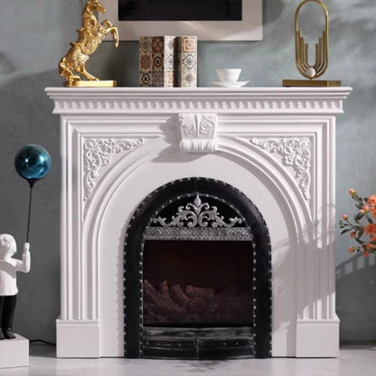 Traditional French Square High-Density Fiberboard Mantel 2-Tier Storage For Living Room