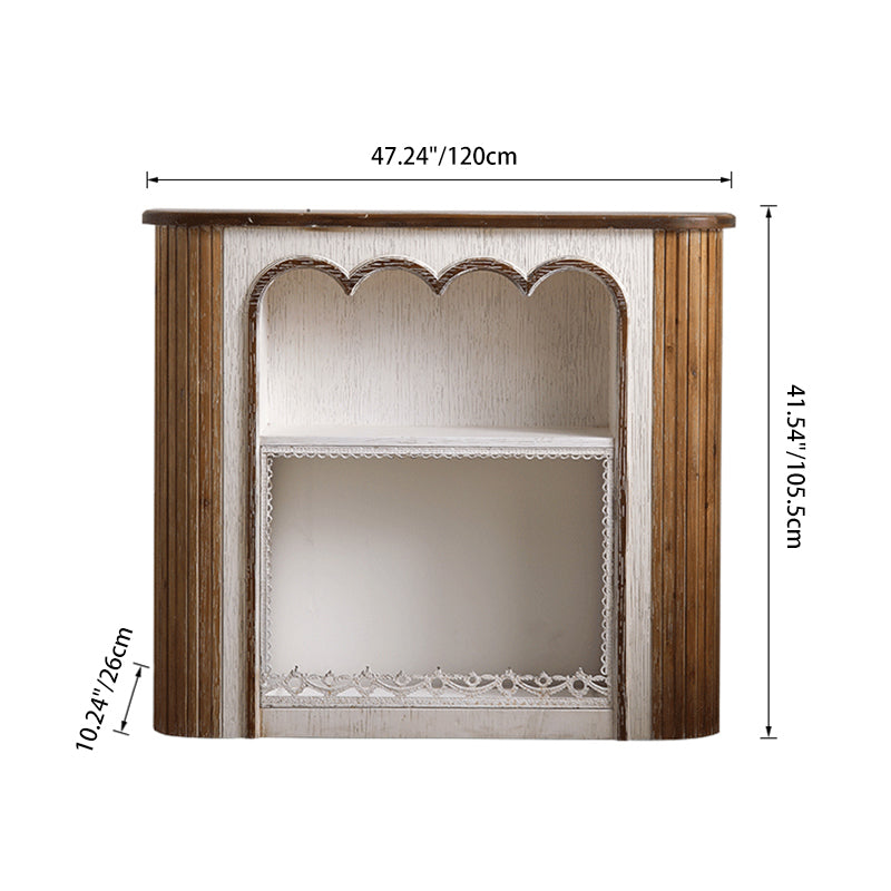 Traditional Vintage Square Cedar Multi-Layer Solid Wood Panel Mantel 2-Tier For Living Room