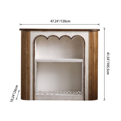 Traditional Vintage Square Cedar Multi-Layer Solid Wood Panel Mantel 2-Tier For Living Room