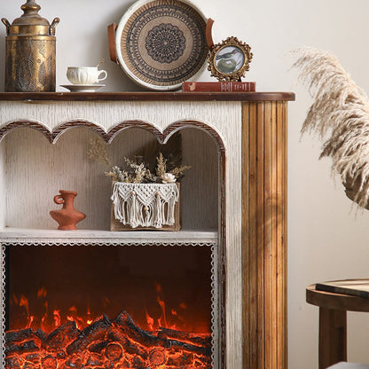 Traditional Vintage Square Cedar Multi-Layer Solid Wood Panel Mantel 2-Tier For Living Room