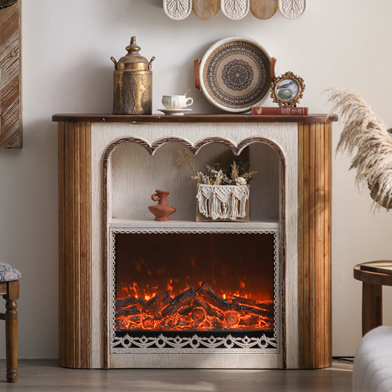 Traditional Vintage Square Cedar Multi-Layer Solid Wood Panel Mantel 2-Tier For Living Room