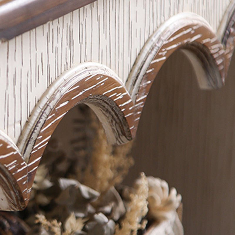 Traditional Vintage Square Cedar Multi-Layer Solid Wood Panel Mantel 2-Tier For Living Room