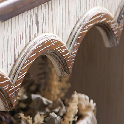 Traditional Vintage Square Cedar Multi-Layer Solid Wood Panel Mantel 2-Tier For Living Room