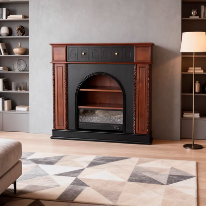 Traditional French Square Solid Pine Wood Mantel 3-Tier For Living Room