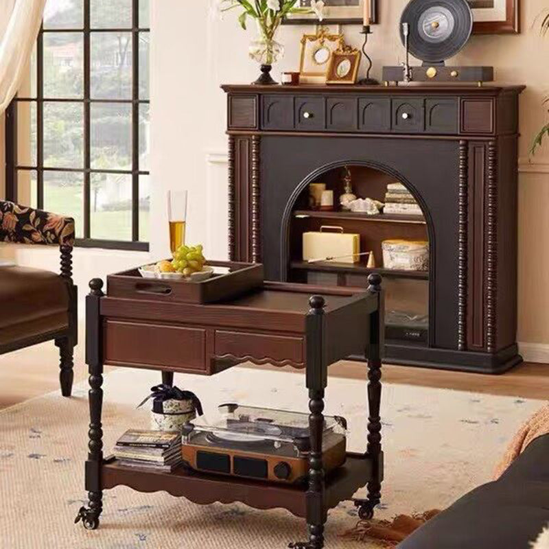 Traditional French Square Solid Pine Wood Mantel 3-Tier For Living Room