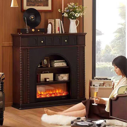 Traditional French Square Solid Pine Wood Mantel 3-Tier For Living Room