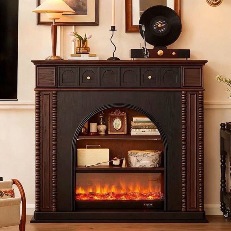 Traditional French Square Solid Pine Wood Mantel 3-Tier For Living Room