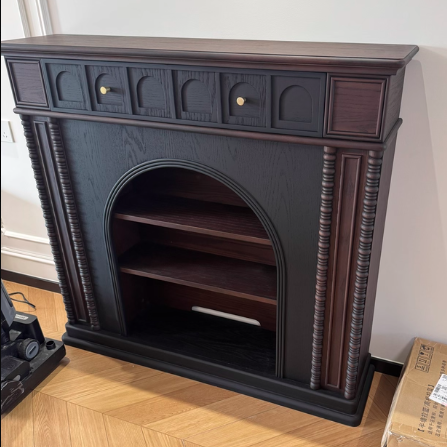 Traditional French Square Solid Pine Wood Mantel 3-Tier For Living Room