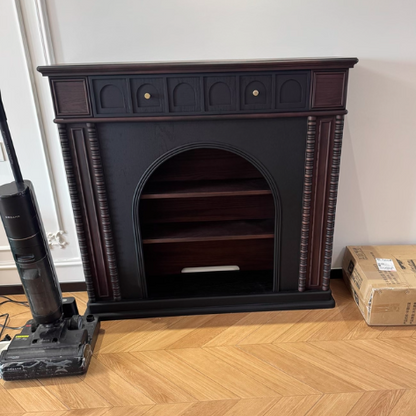 Traditional French Square Solid Pine Wood Mantel 3-Tier For Living Room