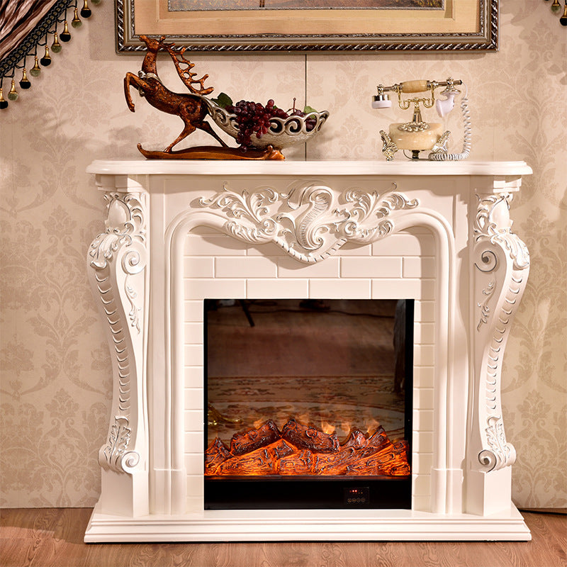 Traditional European Square Rubberwood Solid Wood Medium-Density Fiberboard Mantel For Living Room