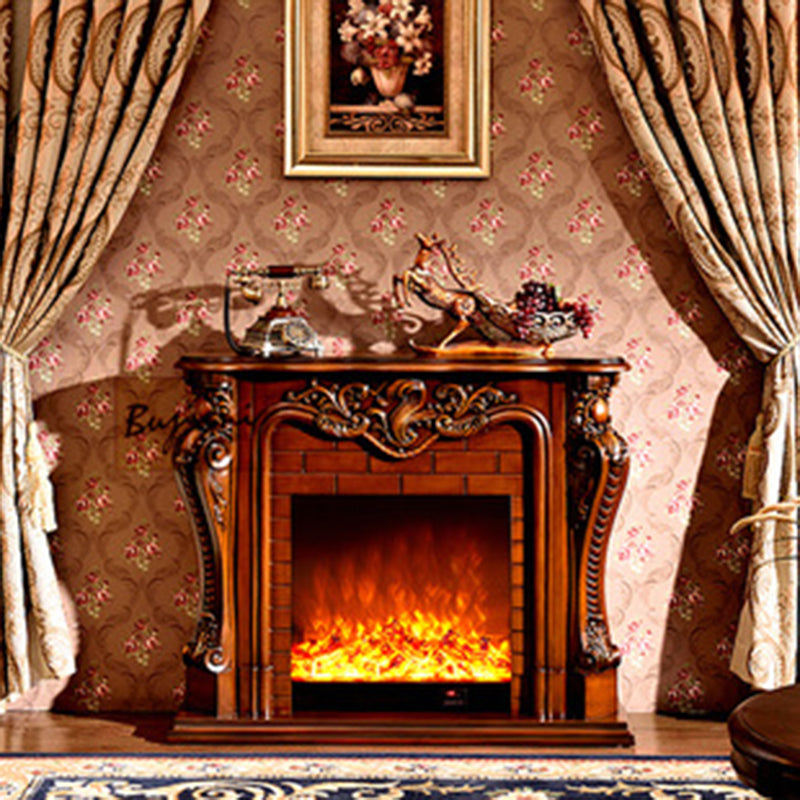 Traditional European Square Rubberwood Solid Wood Medium-Density Fiberboard Mantel For Living Room