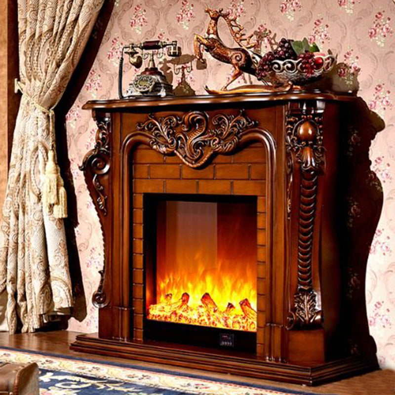 Traditional European Square Rubberwood Solid Wood Medium-Density Fiberboard Mantel For Living Room
