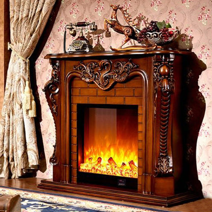 Traditional European Square Rubberwood Solid Wood Medium-Density Fiberboard Mantel For Living Room